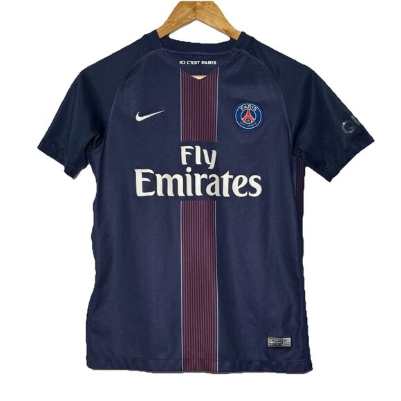 NIKE PSG PARIS SAINT-GERMAIN 2016/17 HOME SHIRT SOCCER JERSEY FLY EMIRATES KID L - Picture 1 of 12